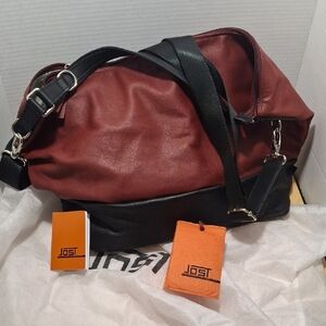 Jost Burgndy and Black Duffel Bag Premium Leather